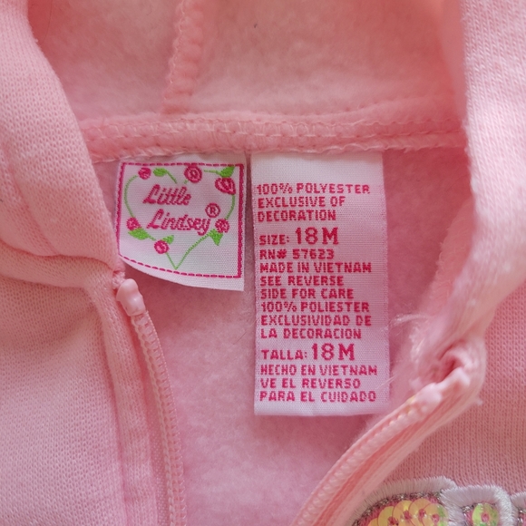 NWOT Little Lindsay pink 18m zip hoodie - Picture 3 of 4